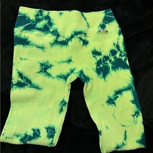 Bombshell Sportswear Tie-Dye Leggings - Neon Green and Teal